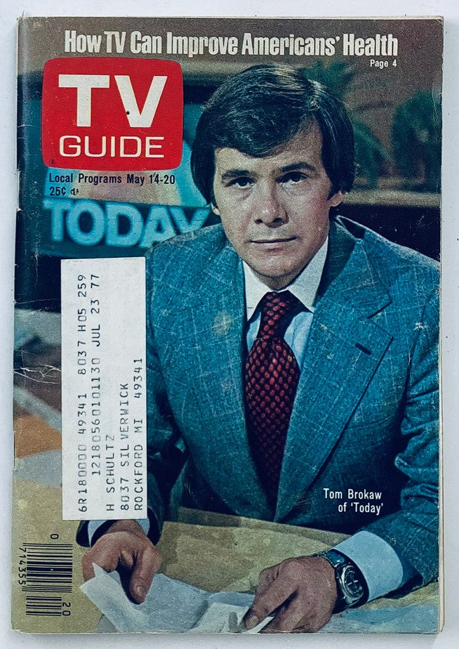 Cover of TV Guide Magazine May 14, 1977, Issue #1259 featuring Tom Brokaw from the 'Today' show, highlighting television's impact on American health.