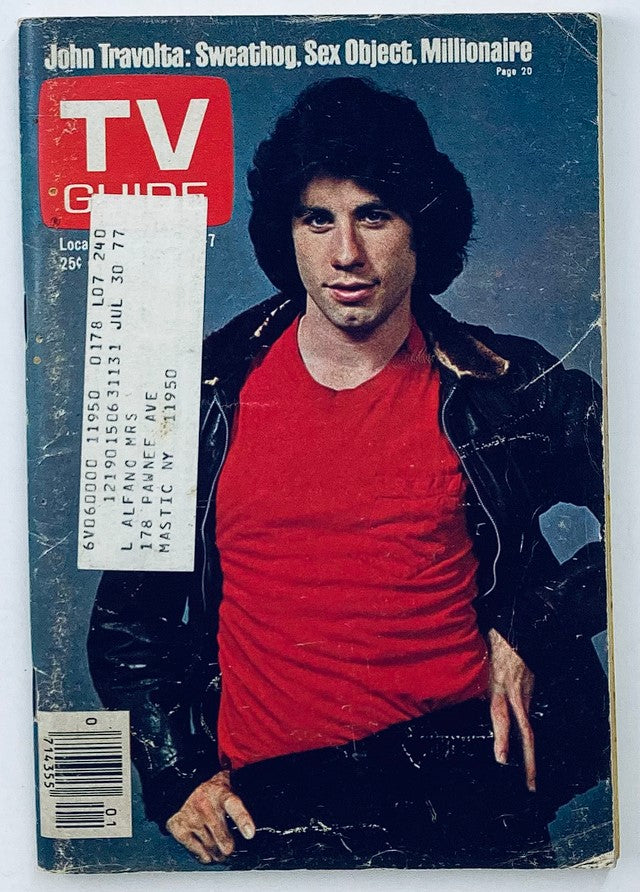 Cover of TV Guide Magazine January 1 1977 Vol 25 #1 featuring John Travolta, showcasing a vintage design with an article header about John Travolta.
