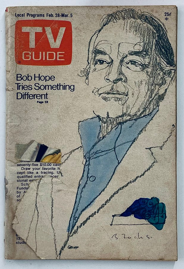Cover of TV Guide Magazine February 28, 1976, Issue #1196 featuring Bob Hope in a sketched portrait, highlighting his contribution to television entertainment.