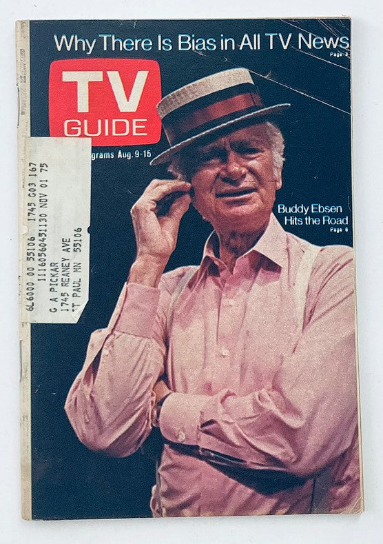 Cover of TV Guide Magazine August 9 1975 featuring Buddy Ebsen, highlighting his article on the TV industry and societal trends.