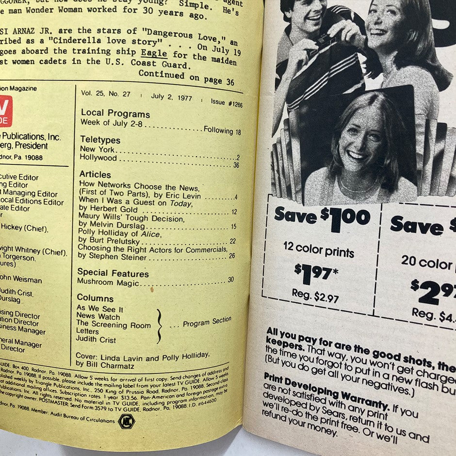 TV Guide Magazine July 2 1977 Linda Lavin, Polly Holliday Michigan State Ed.