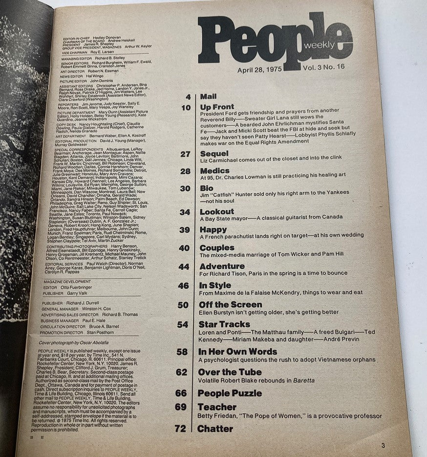 Vintage People Weekly Magazine April 28 1975 Vol 3 #16 Ellen Burstyn No Label