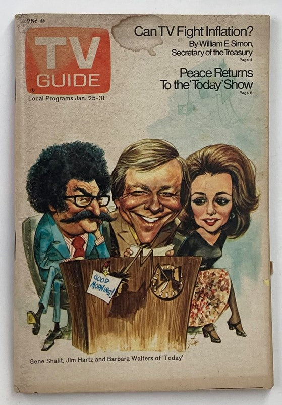 TV Guide Magazine January 25 1975 Gene Shalit, Jim Hartz N.Y. Metro Ed. No Label