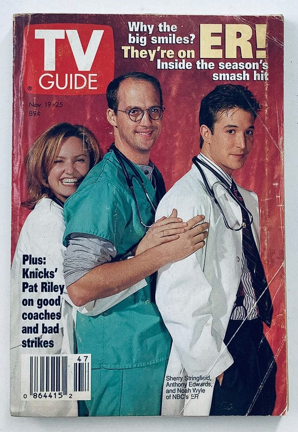 TV Guide Magazine November 19 1994 featuring Anthony Edwards on the cover, showcasing popular TV series from the 90s with notable cast members in medical attire.