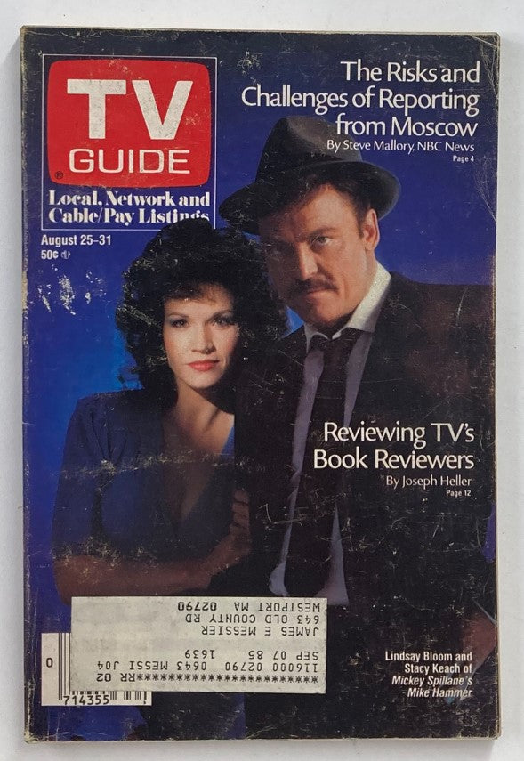 TV Guide Magazine cover from August 25-31, 1984, featuring Lindsay Bloom and Stacy Keach. The magazine highlights television programming and cultural insights of the 1980s, making it a valuable collectible for fans of vintage magazines.