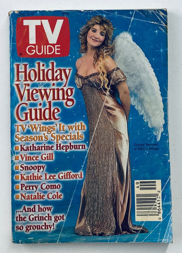 TV Guide Magazine December 3 1994 featuring Crystal Bernard on the cover, showcasing her as an angelic figure along with icons like Katharine Hepburn and holiday TV viewing specials.