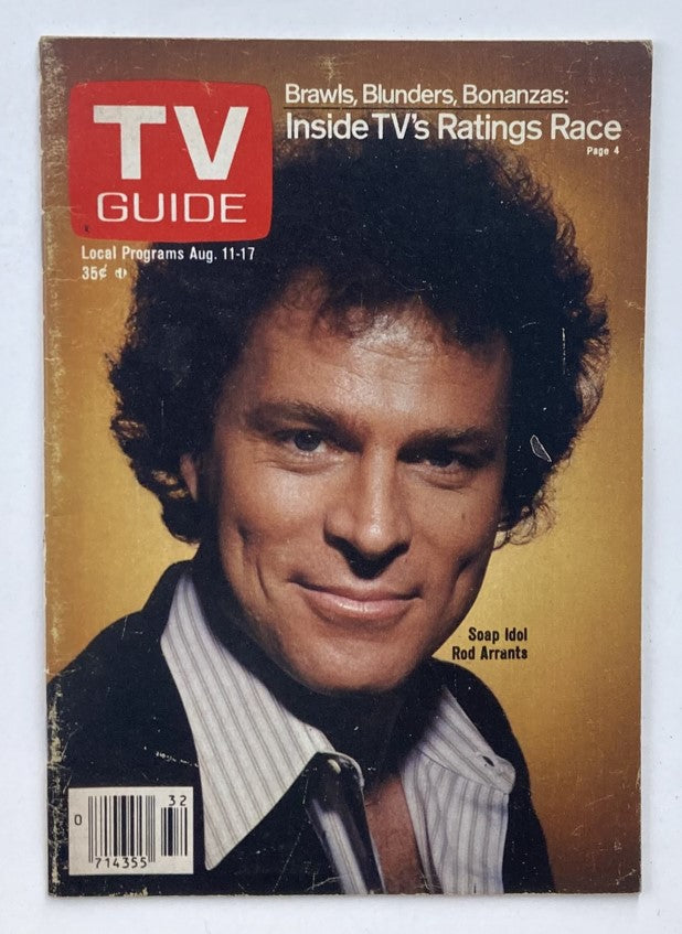 TV Guide Magazine August 11 1979 Issue #1376 featuring Rod Arrants on the cover, showcasing his image as a soap idol.