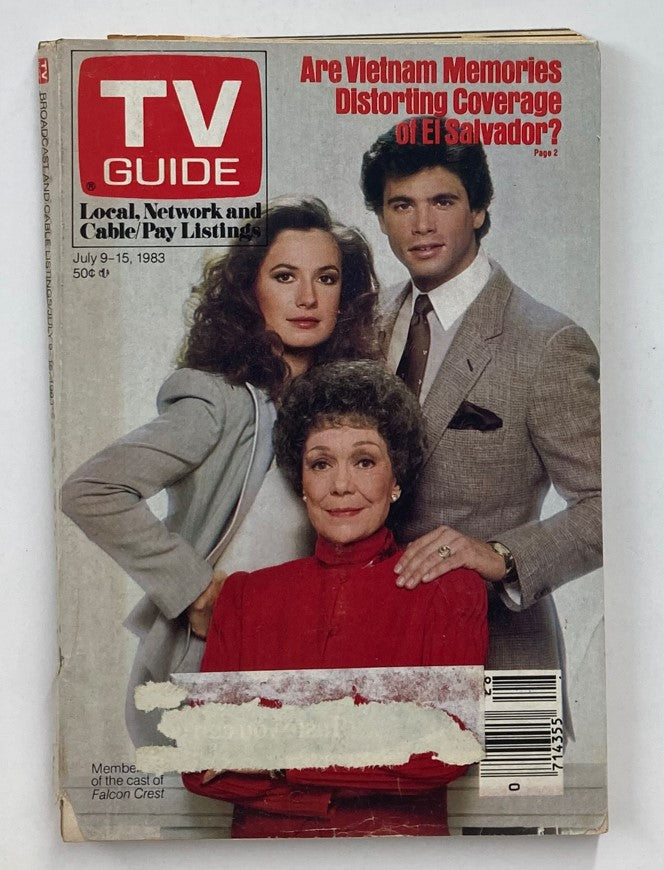 TV Guide Magazine cover from July 9, 1983 featuring the cast of Falcon Crest, highlighting vintage television programming and cultural nostalgia. This collectible magazine showcases dramatic storytelling from the early 1980s.