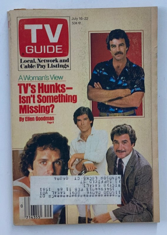 TV Guide Magazine cover from July 16, 1983 featuring Lee Horsley, Tom Selleck, and other stars, showcasing insights into 1980s television culture.