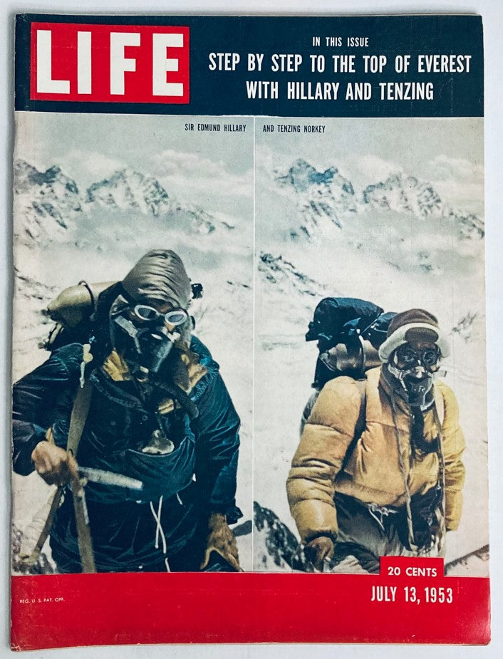 Life Magazine July 13 1953 MT Everest Edmund Hillary & Norkey No Label