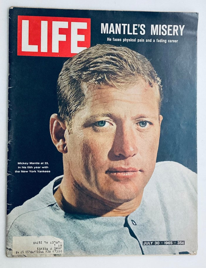 VTG Life Magazine July 30 1965 featuring Mickey Mantle on the cover, showcasing his iconic baseball career and cultural significance.