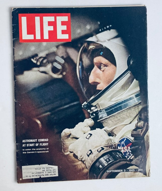 VTG Life Magazine September 3 1965 Vol 59 No. 10 featuring Astronaut Conrad at start of flight, capturing a moment in space exploration history.