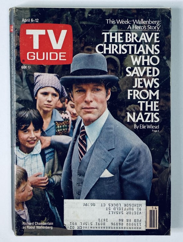 TV Guide Magazine cover from April 6, 1985, featuring Richard Chamberlain as Raoul Wallenberg, with the title 'The Brave Christians Who Saved Jews from the Nazis', and showcasing a dramatic scene with children.