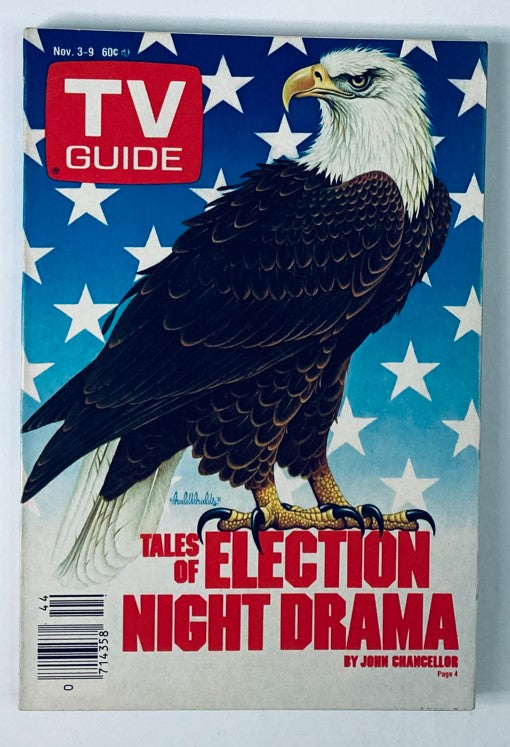 TV Guide Magazine November 3 1984 Election Night Drama WA-Baltimore Edition featuring an illustration of an eagle over a star background, highlighting the political atmosphere of the 1984 election.