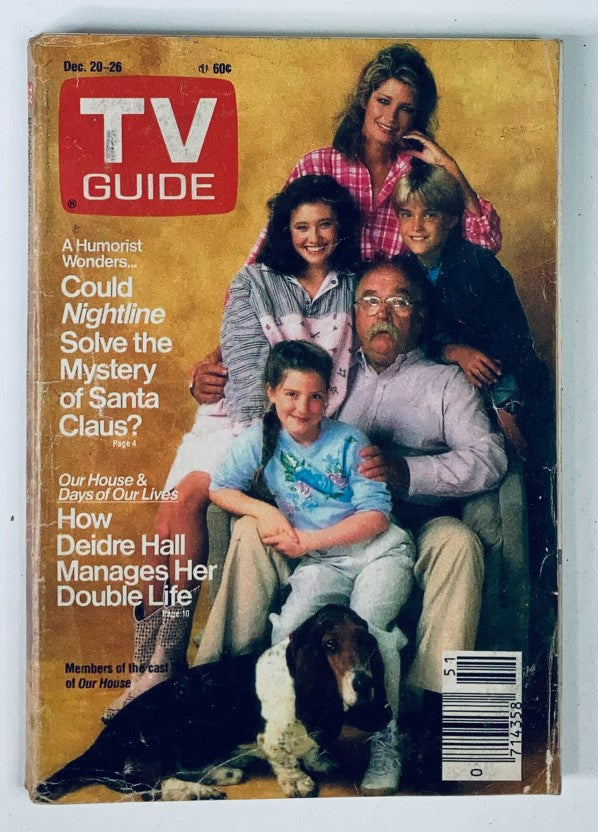 TV Guide Magazine December 20 1986 featuring the cast of Our House, showcasing a group family portrait with a dog, offering a nostalgic look at classic television and family drama.
