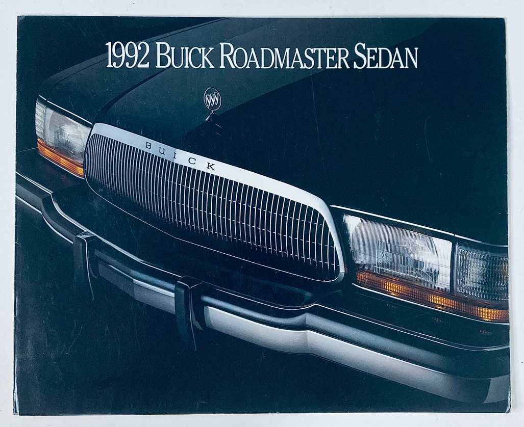 Cover of the 1992 Buick Roadmaster Sedan Dealer Showroom Sales Brochure, featuring the iconic Buick grille and stylish front fascia