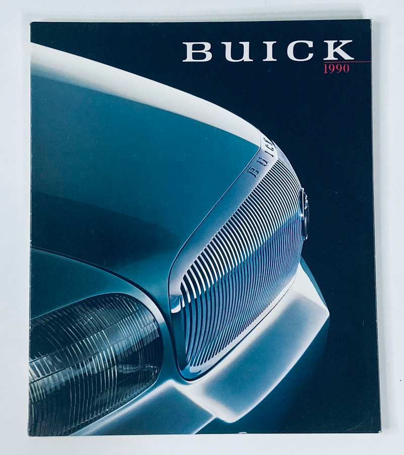 1990 Buick Dealer Showroom Sales Brochure Guide Catalog cover featuring a sleek Buick front grille design, showcasing the iconic automotive styling of the 1990s.