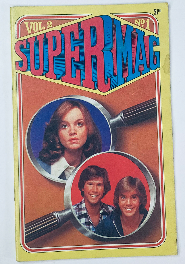 Cover of VTG SuperMag Magazine Vol 2 No. 1 featuring iconic images of Shaun Cassidy and Pamela Sue, showcasing vibrant colors and vintage design from the 1970s.