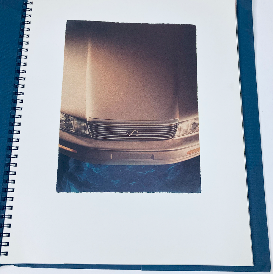 Interior page of the 1993 Lexus LS 400 Lineup Dealer Showroom Sales Brochure showcasing a close-up of the Lexus LS 400 front grille.