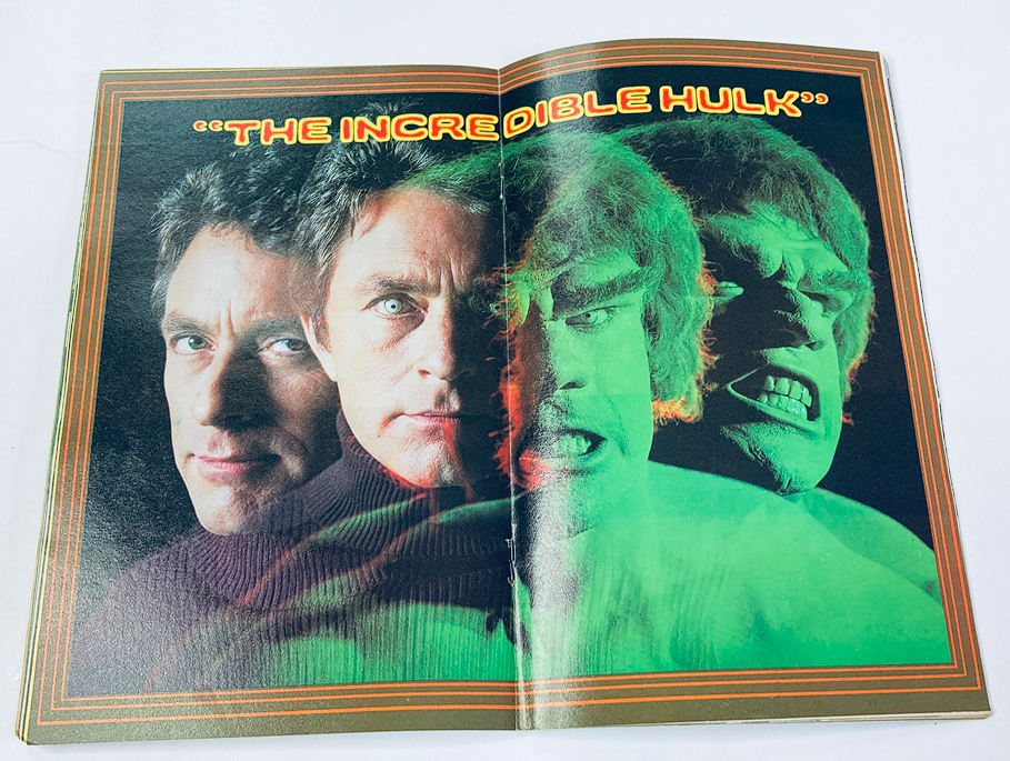 VTG SuperMag Magazine Vol 2 No. 13 featuring Bill Bixby as The Hulk, displaying three images of the character with vibrant green hues on a black background, capturing the essence of the classic television show.