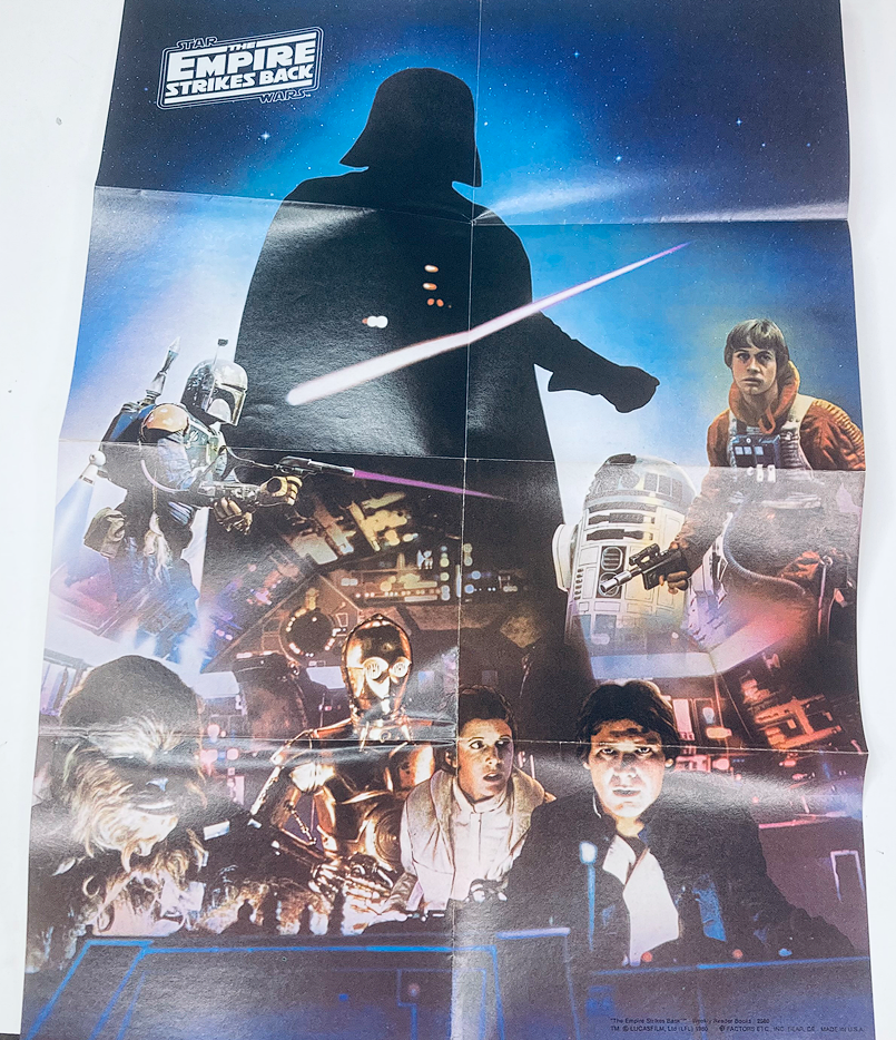 Centerfold artwork from SuperMag Magazine Vol 4 No. 10, showcasing an iconic scene from Star Wars: The Empire Strikes Back, featuring characters like Darth Vader, Luke Skywalker, and more. Includes a Mark Hamill mini-poster.