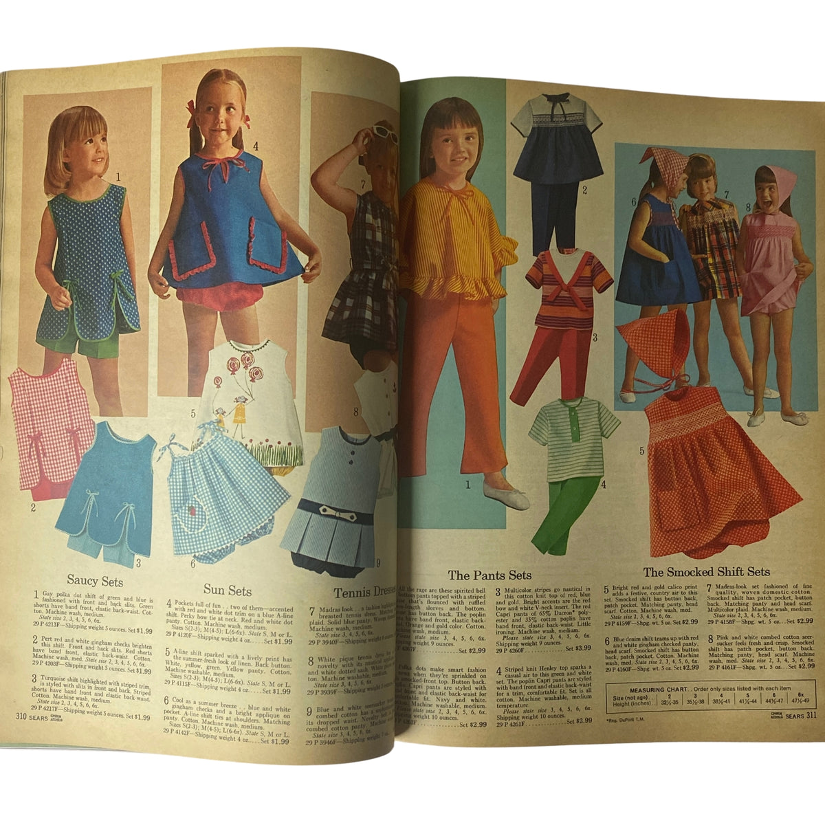1966 Sears Everything for Spring Through Summer Catalog displaying a variety of children's summer outfits, including colorful sets and playful designs.
