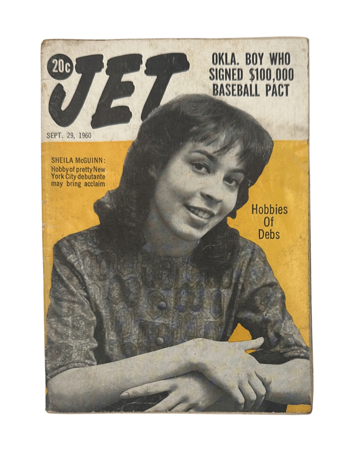 Jet Magazine cover from September 29, 1960 featuring Sheila McGuinn, titled 'Hobbies of Debs'. The magazine is in good condition with moderate wear and displays headlines in bold typography.