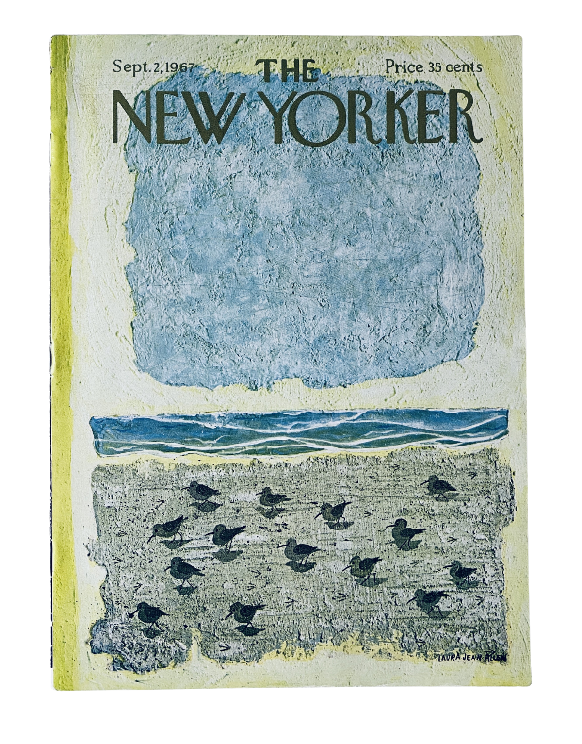 Cover of The New Yorker Magazine, September 2, 1967, featuring abstract coastal art and shorebirds illustration, priced at 35 cents.