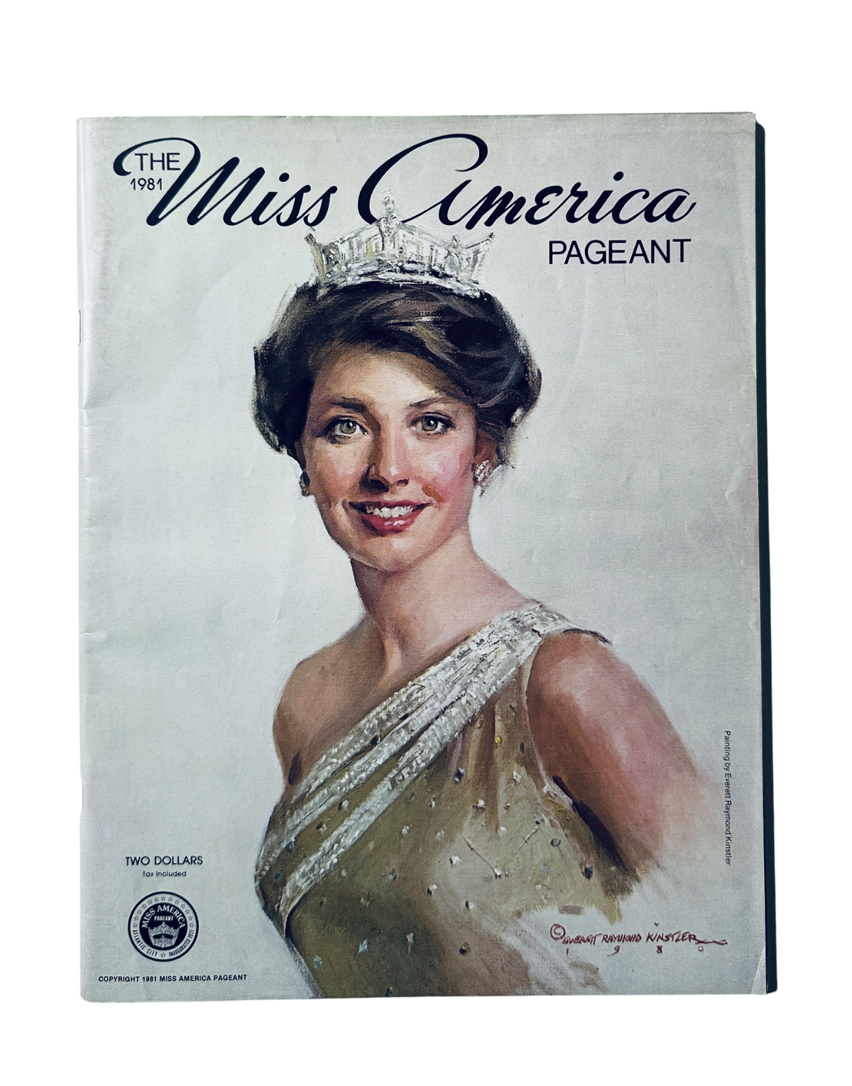 Cover of The 1981 Miss America Pageant Magazine Program featuring Susan Powell, showcasing her wearing a crown and a sparkling gown.
