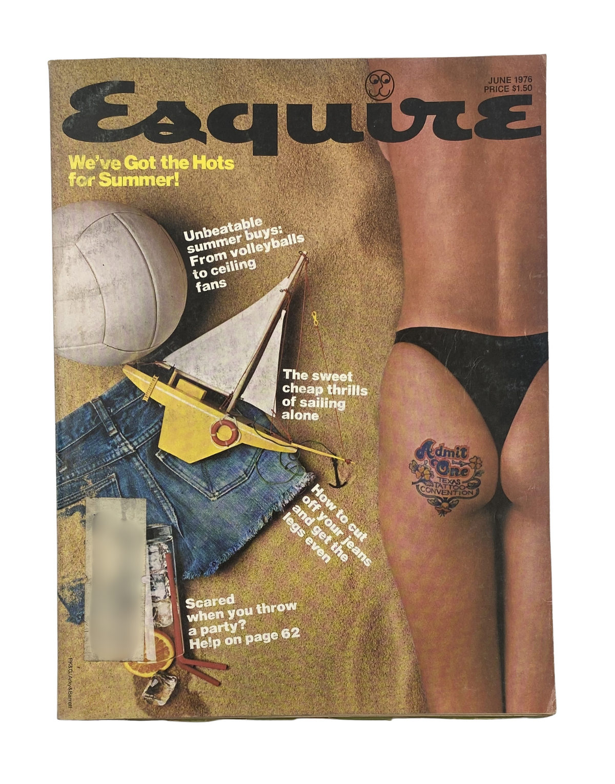 Esquire Magazine June 1976 Summer Special Fashion Travel Food Party Guide cover featuring swimming gear and a stylish swimsuit, highlighting summer themes.