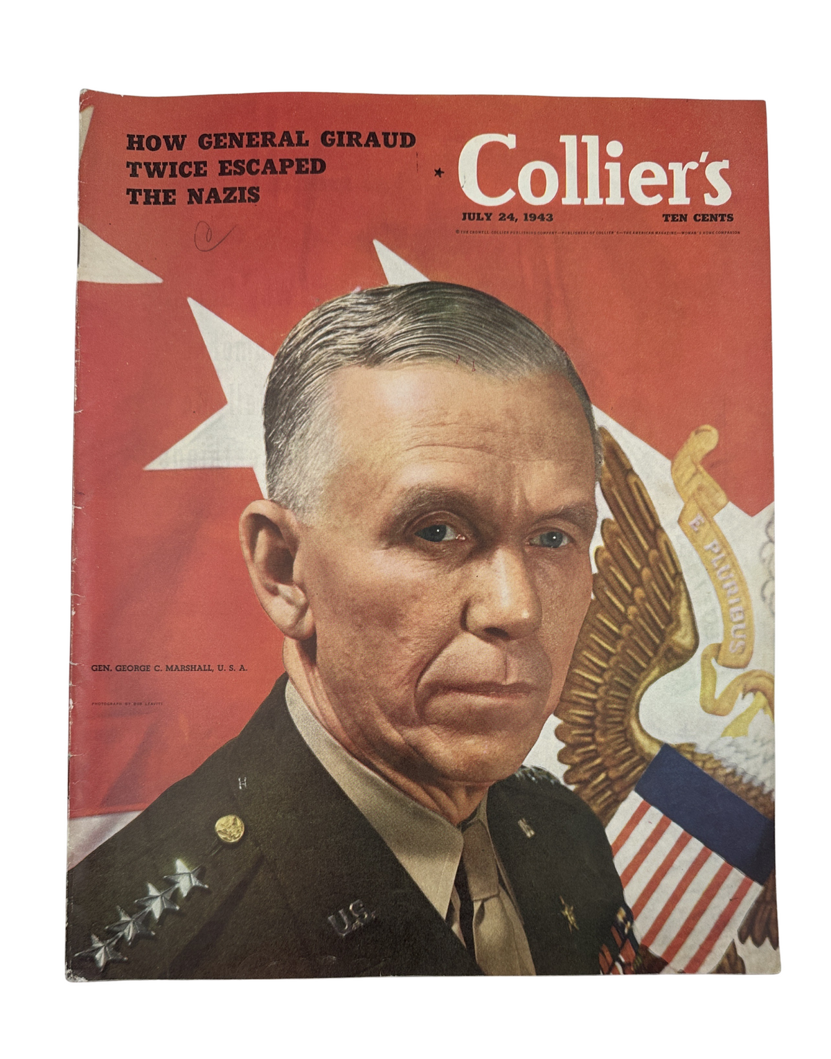 Cover of Collier’s Magazine dated July 24, 1943 featuring General George C. Marshall and the headline 'How General Giraud Twice Escaped the Nazis'.