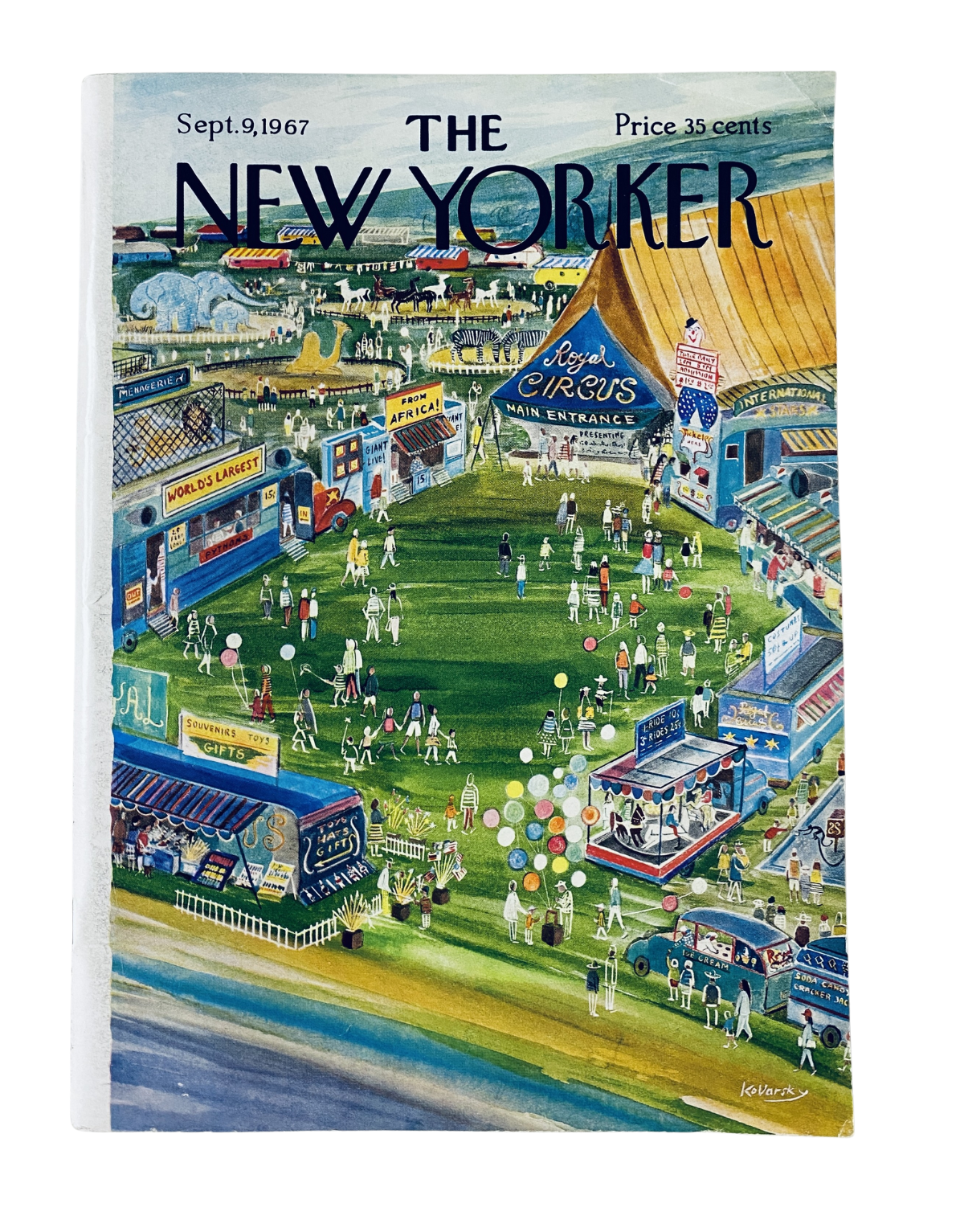 The New Yorker Magazine September 9, 1967, featuring a vibrant illustration of a circus scene on the cover, depicting various attractions and guests enjoying the festivities.