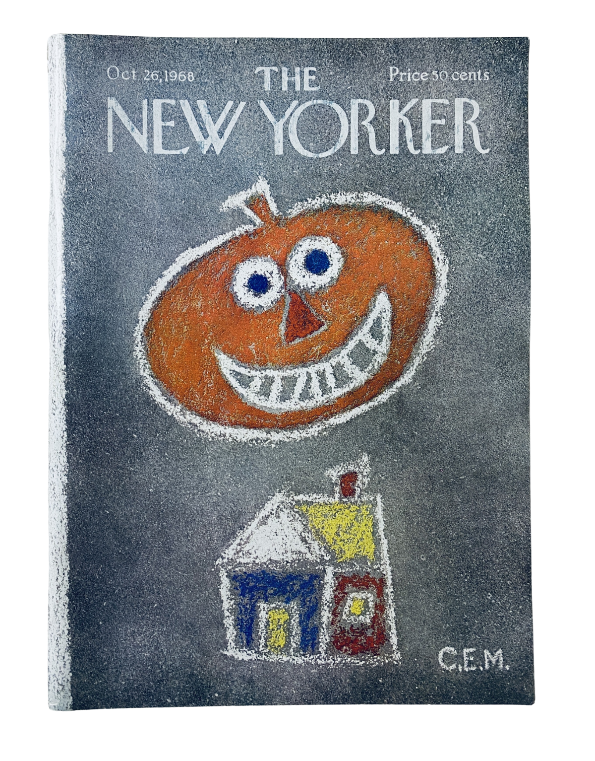 Cover of The New Yorker Magazine from October 26, 1968 featuring a Halloween pumpkin illustration, title displayed prominently. This collectible issue is categorized as very good condition.