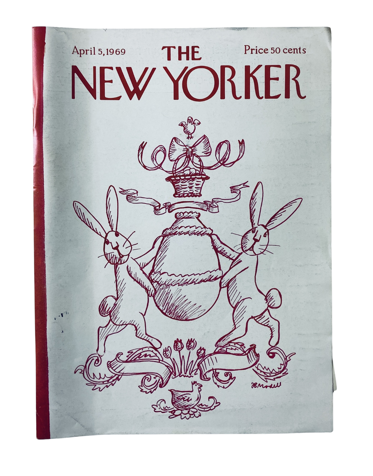 Cover of The New Yorker Magazine from April 5, 1969, featuring a whimsical illustration of rabbits by F. B. Modell, with the magazine title prominently displayed.