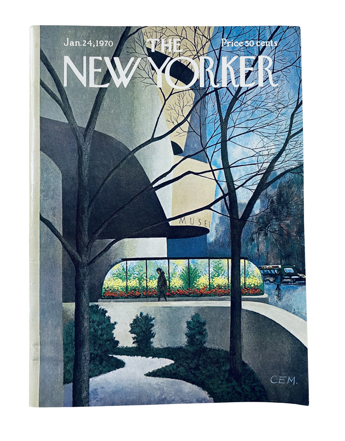 Cover of The New Yorker Magazine January 24, 1970 featuring a serene winter garden scene, designed by C. Martin. Ideal for collectors and enthusiasts of vintage magazines.