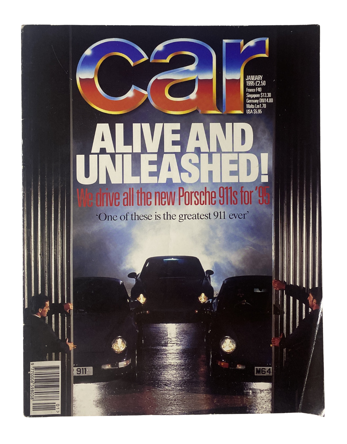 Car Magazine January 1995 cover featuring the headline 'Alive and Unleashed!' showcasing the new Porsche 911s.