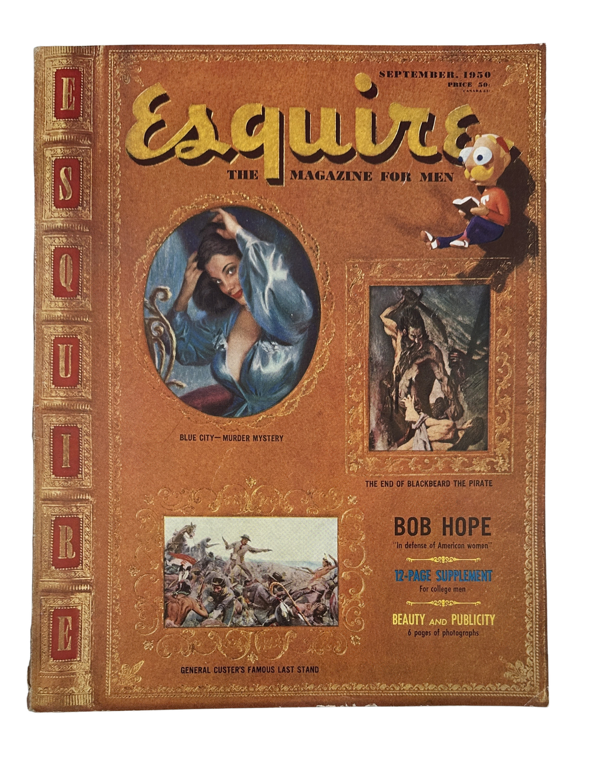 Esquire Magazine September 1950 cover featuring Bob Hope, artistic illustrations, and the title 'Beauty and Publicity'