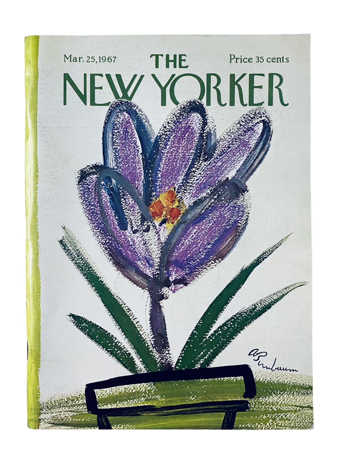 The New Yorker Magazine March 25, 1967 cover featuring a colorful flower illustration by Abe Birnbaum.