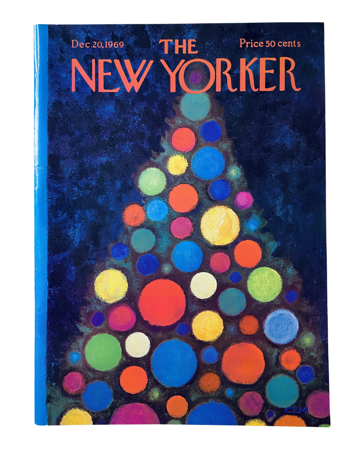 The New Yorker Magazine December 20, 1969 cover featuring an abstract tree design with colorful circles, by Charles Martin, showcasing its vintage appeal and artistic style.