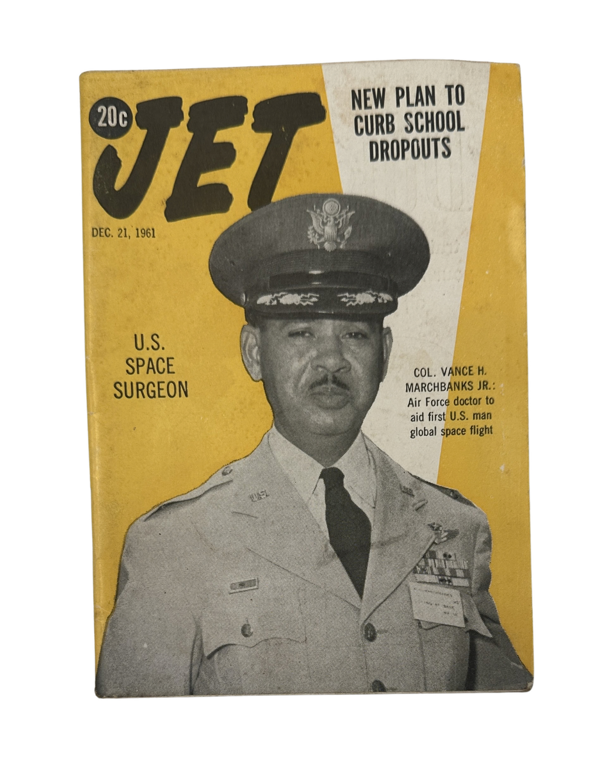 Jet Magazine December 21, 1961 featuring Col. Vance H. Marchbanks Jr. on the cover, highlighting U.S. Space Surgeon and new plans to curb school dropouts.