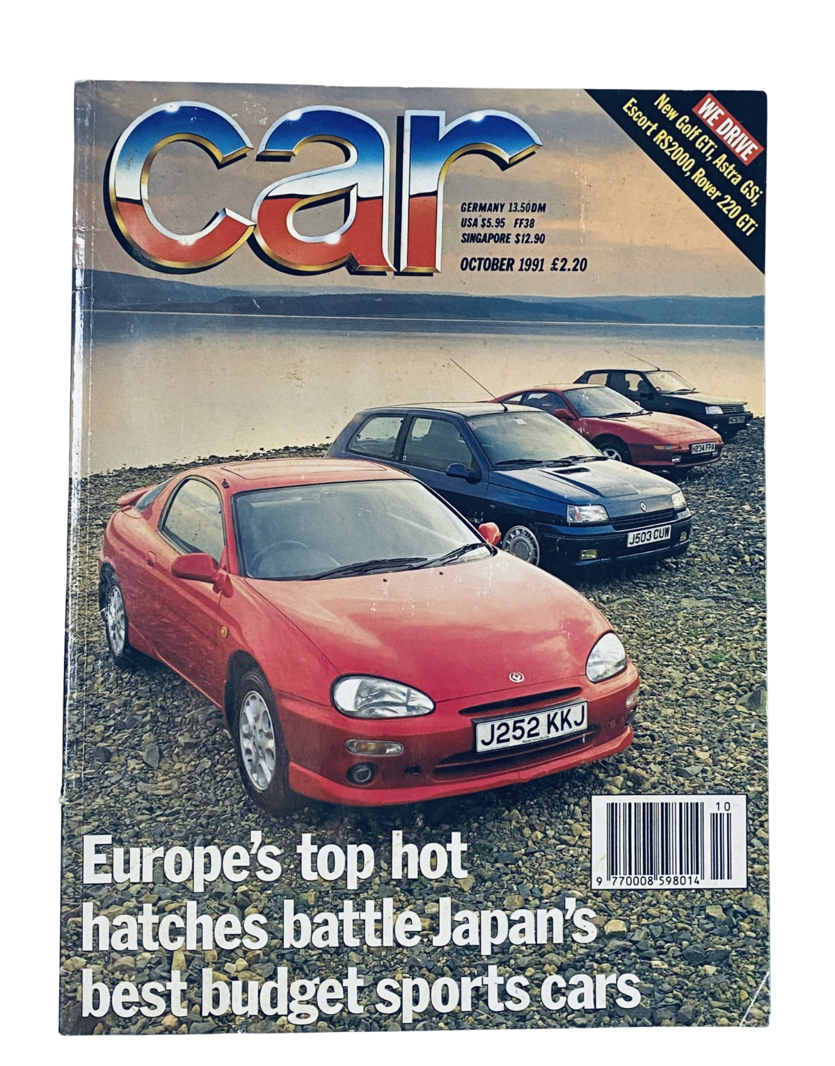 Car Magazine October 1991 featuring Europe's top hot hatches battling Japan's best budget sports cars on the cover.