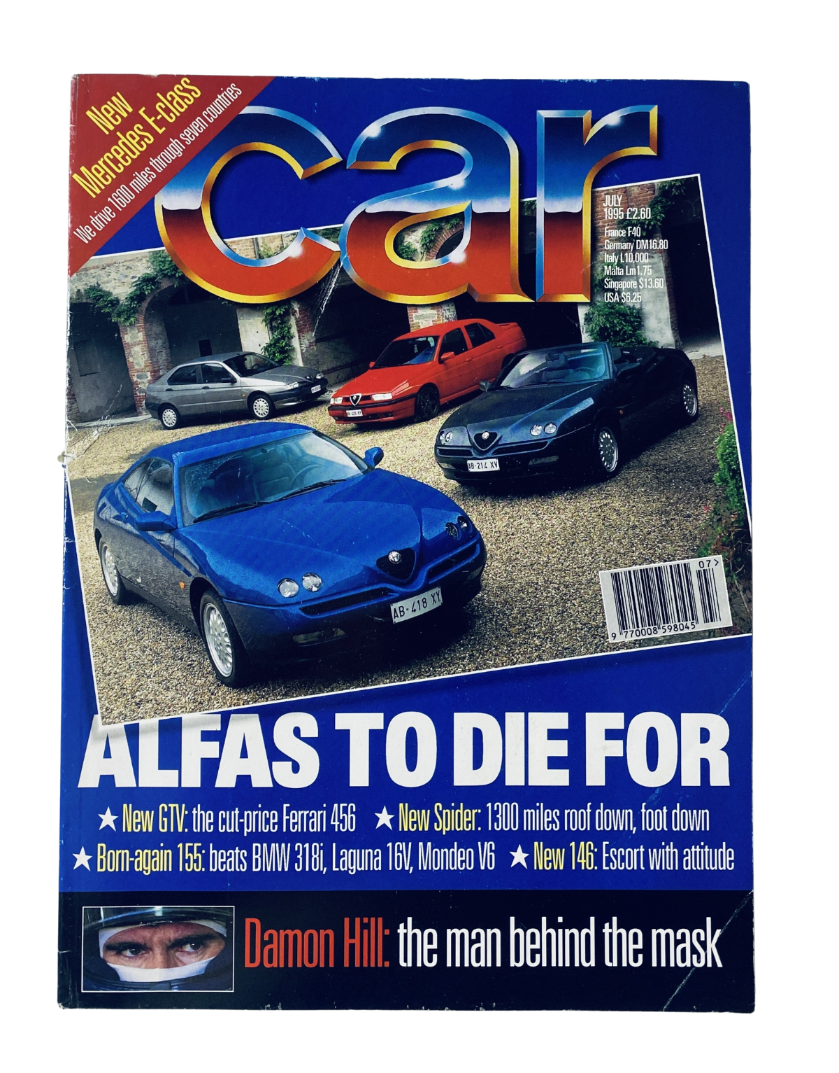 CAR Magazine July 1995 cover featuring Alfa Romeo cars and F1 driver Damon Hill discussing the best builders of sporty cars.