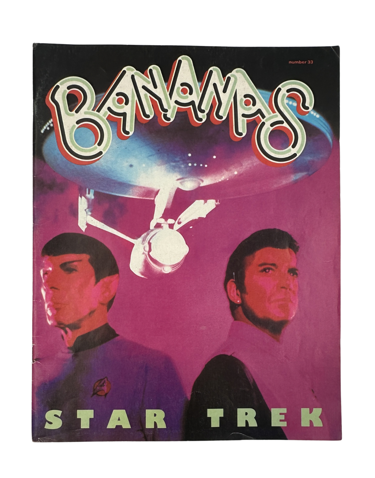 Bananas Magazine No. 33 featuring Star Trek The Movie cover art, showcasing iconic characters in vibrant colors against a backdrop of the starship Enterprise.