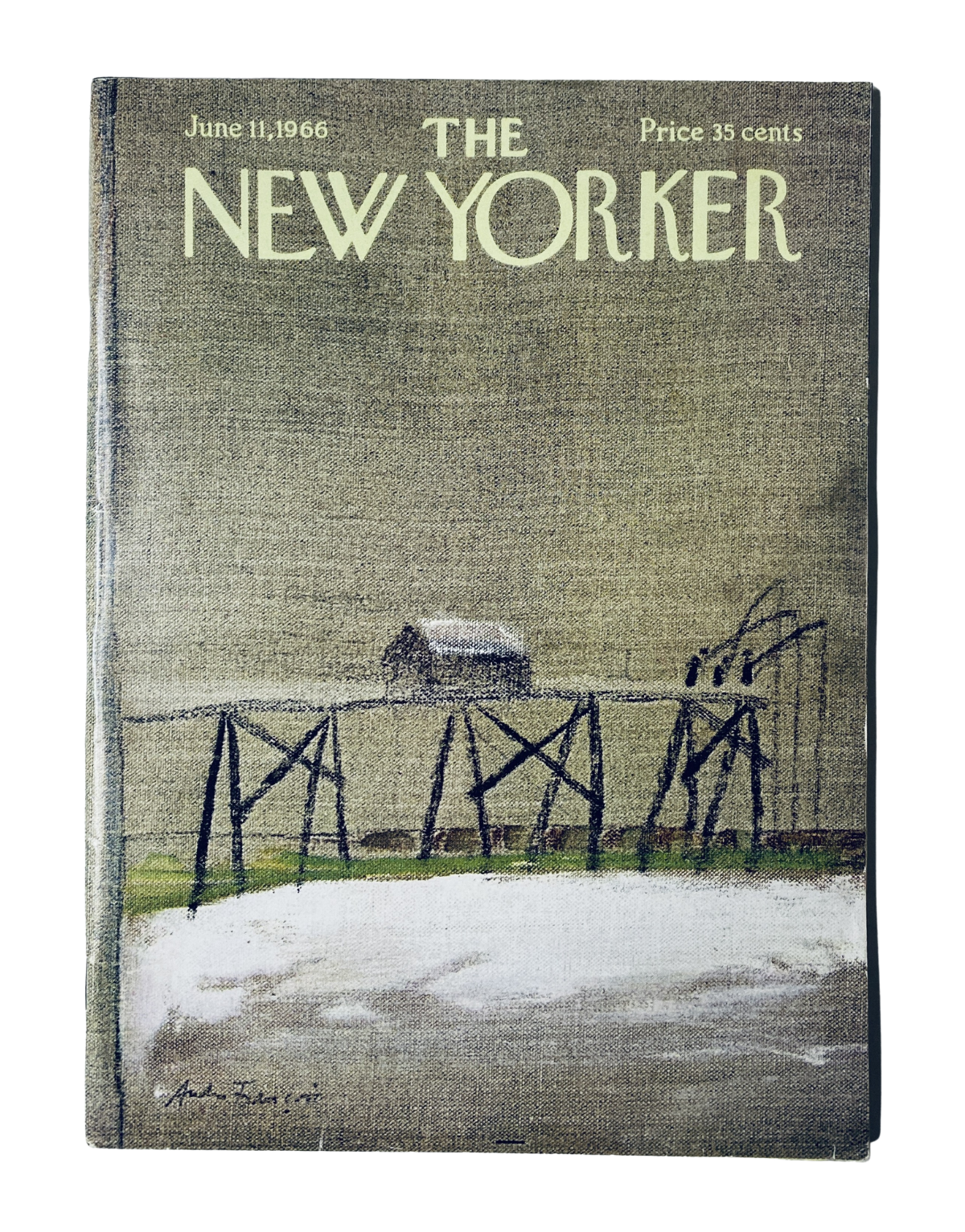 Cover art of The New Yorker Magazine June 11, 1966, featuring modernist pier artwork by André François, priced at 35 cents.