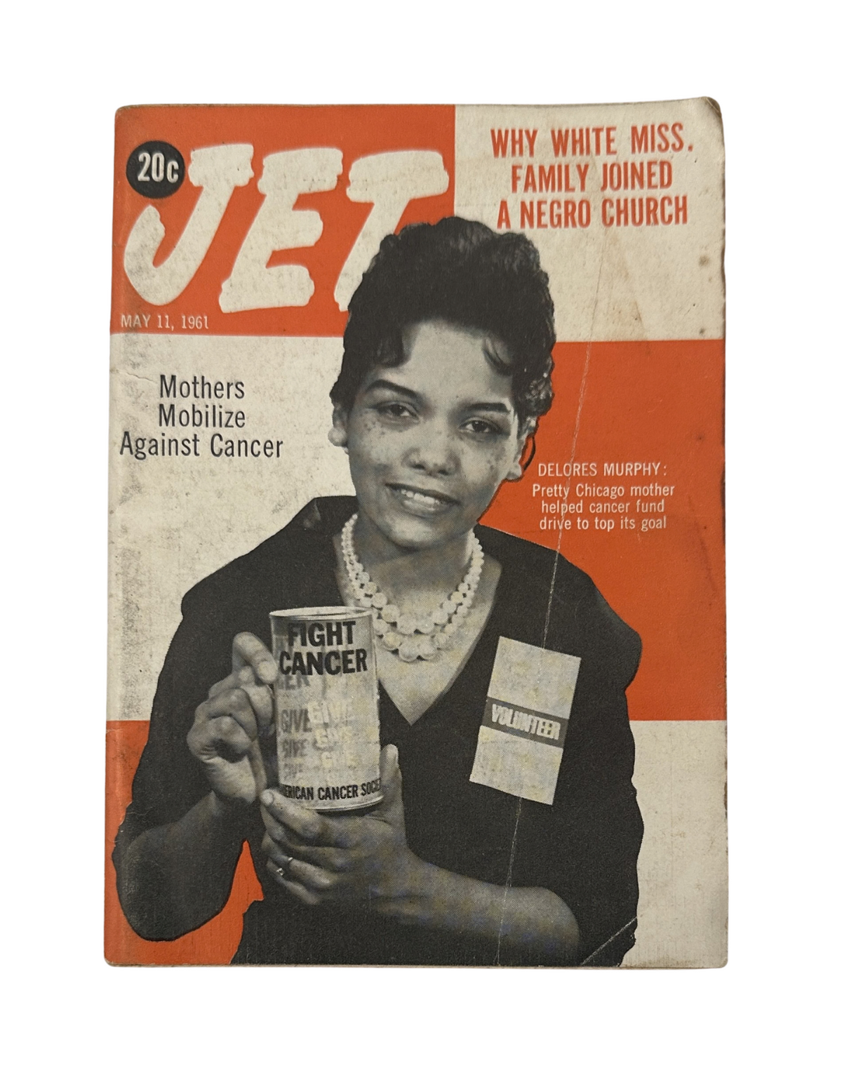 Jet Magazine cover from May 11, 1961 featuring Delores Murphy advocating for cancer awareness with the title 'Mothers Mobilize Against Cancer.'
