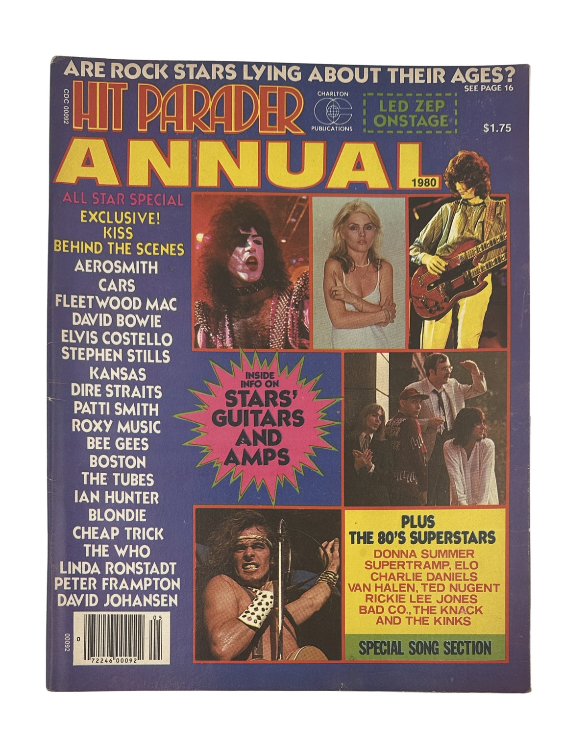 Hit Parader Magazine Spring 1980 Annual featuring iconic rock bands including KISS, Aerosmith, David Bowie, and Blondie, celebrating the music and culture of the era. Cover highlights articles about rock stars and their stories, making it a collectible for fans.