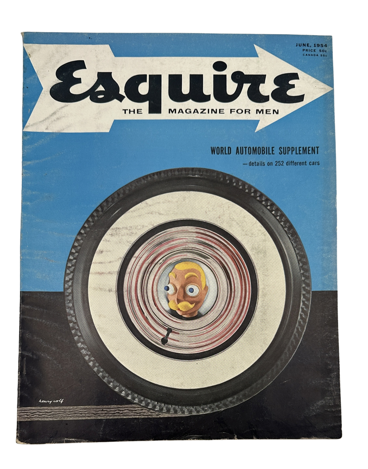 Esquire Magazine, June 1954 featuring Dorothy Dandridge on the cover with the title 'The Magazine for Men' and details on the World Automobile Supplement, highlighting 252 different cars.