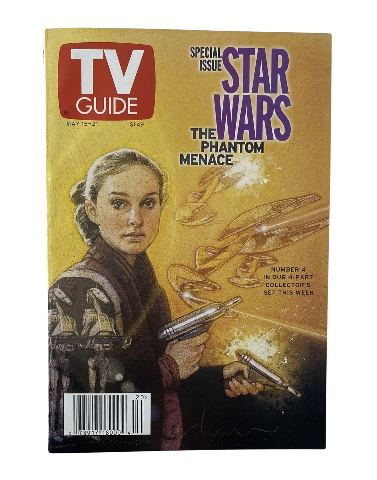 TV Guide Magazine May 15, 1999 featuring Star Wars Phantom Menace on the cover, showcasing Padmé Amidala with a backdrop of starships.