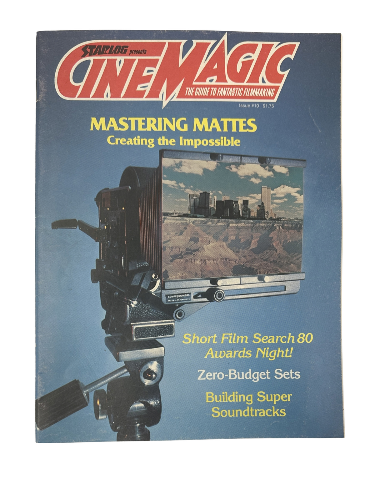 CineMagic Magazine No. 10 cover featuring Mastering Mattes: Creating the Impossible, along with highlights on Short Film Search 80, Awards Night, Zero-Budget Sets, and Building Super Soundtracks.