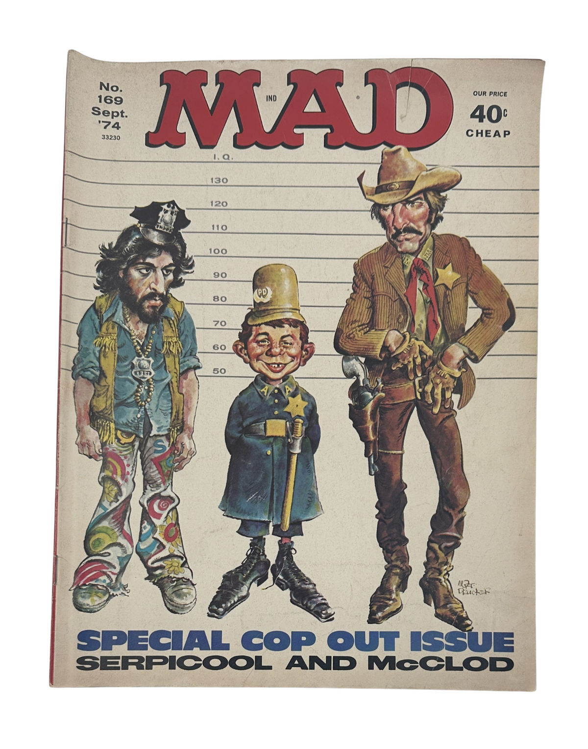 Cover of MAD Magazine No. 169 from September 1974 featuring characters Serpicool and McClod with a western theme. The magazine is priced at 40 cents.